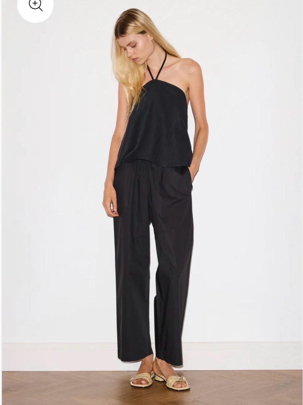 NWT Deiji Studios Ease Trouser Small Black 100% Cotton Straight Leg Ankle Length